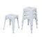 4x Tabouret Hwc-a73, Métal, Style Industriel, Empilable ~ Blanc