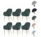 Lot De 6 Chaises De Salle à Manger Hwc-f18 Velours Vert Pieds Dorés