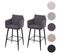 2x Tabouret De Bar Hwc-h93 Tissu Textile Gris Foncé