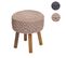 Tabouret Hwc-j43 45x41cm Rond Tissu Textile Crème Beige