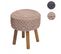 Tabouret Hwc-j43 45x41cm Rond Tissu Textile Crème Beige