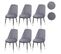 Lot De 6 Chaises De Salle à Manger Hwc-h28 Gris Pieds Noirs Velours