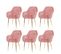 Lot De 6 Chaises De Salle à Manger Hwc-f18 Velours Rose Pieds Dorés