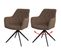 Lot De 2 Chaises De Salle à Manger Hwc-l80 Pivotantes, Métal Tissu/textile Marron