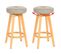 Lot De 2 Tabourets De Bar Navan, Chaise De Bar, Bois Similicuir Pivotant ~ Taupe, Pieds Clairs