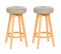 Lot De 2 Tabourets De Bar Navan, Chaise De Bar, Bois Similicuir Pivotant ~ Taupe, Pieds Clairs