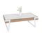 Table Basse Hwc-l89, Table De Salon, Fer 43x120x64cm Sinterstein Imitation Marbre Blanc Bois Naturel