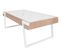 Table Basse Hwc-l89, Table De Salon, Fer 43x120x64cm Sinterstein Imitation Marbre Blanc Bois Naturel