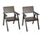 Lot De 2 Chaises De Jardin Hwc-j95 Aluminium Aspect Bois Structure Noire Grise