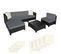 Salon Bas De Jardin Amy 5 Places Rembourrage De 10 De Cm Avec 2 Sets De Housses - Noir