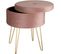 Tabouret Avec Coffre De Rangement Aspect Velours Transformable Ava - Rose