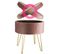 Tabouret Avec Coffre De Rangement Aspect Velours Transformable Ava - Rose