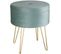 Tabouret Avec Coffre De Rangement Aspect Velours Transformable Ava - Turquoise