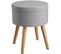 Tabouret Avec Coffre De Rangement Yara Aspect Lin Transformable - Gris Clair