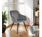 Chaise Marilyn Effet Velours Style Scandinave - Gris/noir