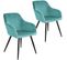 Chaise Marilyn Effet Velours Style Scandinave - Turquoise/noir