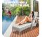 Bain De Soleil Aluminium Cassis 6 Positions Avec Roulettes - Gris Clair