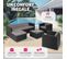 Salon En Rotin Lignano Avec 2 Fauteuils 179 X 150 X 65 Cm - Noir