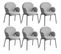 Lot De 6 Chaises Rembourrées Scandi, Tissu Bouclette - Gris Clair