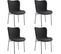 Lot de 4 Chaises Rembourrées Tessa - Tissu Noir/noir