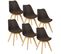 Lot De 6 Chaises De Salle à Manger. Pied En Bois. Assise En Similicuir. Style Nordique. Brun