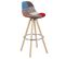 Tabouret De Bar En Lin Avec Dossier Siège De Cuisine Pied En Bois Avec Repose-pied-multicolore