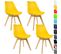 Lot De 4 Chaises De Salle À Manger. Pied En Bois. Assise En Similicuir. Style Nordique. Jaune