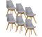 Lot De 6 Chaises De Salle À Manger. Pied En Bois. Assise En Similicuir. Style Nordique. Gris