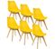 Lot De 6 Chaises De Salle À Manger. Pied En Bois. Assise En Similicuir. Style Nordique. Jaune