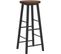 Lot De 2 Tabourets De Bar-tabouret De Cuisine-chaise De Salle À Manger-en Métal + Mdf-hêtre Foncé