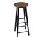 Lot De 2 Tabourets De Bar-tabouret De Cuisine-chaise De Salle À Manger-en Métal + Mdf-hêtre Foncé