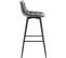 6x Tabouret De Bar Chaise De Bar  En Velours Avec Pieds Et Repose-pieds En Métal Gris Foncé