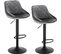 Lot De 2 Tabourets De Bar Siège Bien En Velours -hauteur Réglable Pieds En Métal-gris Foncé