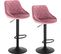 Lot De 2 Tabourets De Bar Siège Bien Rembourré En Velours -hauteur Réglable Pieds En Métal-rose