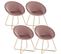 4xchaises De Salle À Manger Siège En Velours Fauteuil De Salon Pieds en Métal Rose