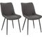 2xchaises De Salle À Manger Chaises De Cuisine  En Tissu simili-cuir + En Métal Gris Foncé