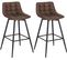 Lot De 2 Tabourets De Bar Avec Repose-pieds-tabourets Bar-bistro-en Similicuir + Métal-brun