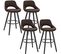 4xtabourets De Bar En Tissu simili-cuir Chaises De Bar Structure En Bois Massif Brun Foncé