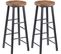 Lot De 2 Tabourets De Bar-pieds En Acier -assise En Mdf -avec Repose-pied Noir+vintage