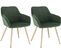 2xchaises De Salle À Manger Chaise De Salon Structure En Métal Et Assise En Velours Vert Foncé