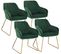 4x Chaises De Salle À Manger En Velours Vert Foncé