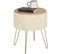 Pouf De Rangement Rond-tabouret Coiffeuse-siège En Molleton Polaire Avec Couvercle-beige