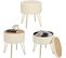 Pouf De Rangement Rond-tabouret Coiffeuse-siège En Molleton Polaire Avec Couvercle-beige