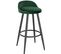 Tabouret De Bar En Velours-tabouret De Comptoir Avec Repose-pieds En Métal-vert Foncé-capacité 120kg