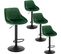 Lot De 4 Tabourets De Bar-siège Bien En Velours -hauteur Réglable Pieds En Métal-vert Foncé