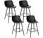 Lot De 4 Tabourets De Bar Avec Assise Rembourrée-chaise Haute Cuisine En Similicuir-noir