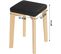 Lot De 4 Tabouret En Bois Massif-chaise De Cuisine-siège D’éponge Et Pu-32.5x32.5x47cm-noir