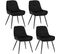 Lot De 4 Chaises De Salle À Manger,Chaises Relaxantes En Velours Ergonomiques Avec Dossier,Noir