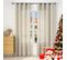 2 Pièce Rideau De Noël Translucide En Effet Lin,décoration De Fenêtre Avec Fronces,135x175cm,sable