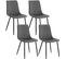 Lot De 4 Chaises De Salle à Manger Rembourrée En Velours,4 Pieds En Métal,gris Foncé